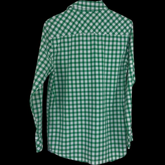 Eddie Bauer Kids XL Green White Gingham Plaid Long Sleeve Button Up Shirt Cotton - Picture 6 of 14